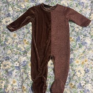 KIDICHIC Velvet & Knit Two-Tone Mauve Baby One-Piece 3-6 months